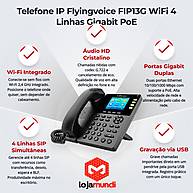 Telefone IP WiFi Flyingvoice FIP13G Gigabit 4 Linhas Voz HD - miniatura 5