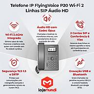 Telefone IP FlyingVoice P20 Wi-Fi 2.4GHz 2 Contas SIP Áudio HD - miniatura 2