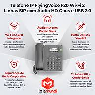 Telefone IP FlyingVoice P20 Wi-Fi 2.4GHz 2 Contas SIP Áudio HD - miniatura 3