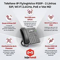 Telefone IP FlyingVoice P20P Wi-Fi PoE 2 Linhas SIP Áudio HD - miniatura 3