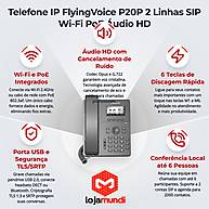Telefone IP FlyingVoice P20P Wi-Fi PoE 2 Linhas SIP Áudio HD - miniatura 2